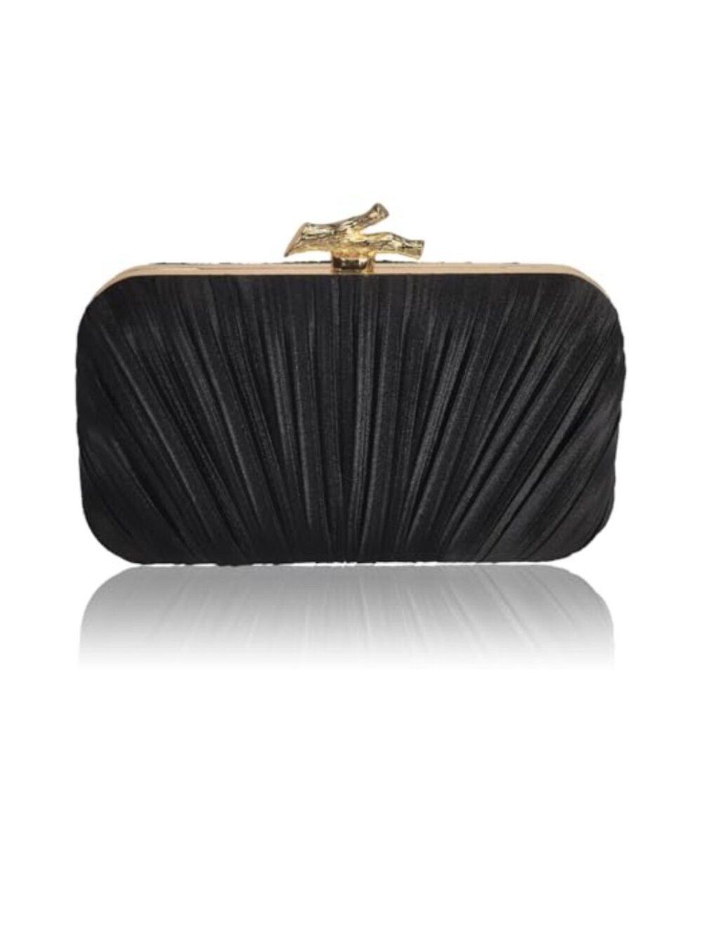 Pleated Satin Clutch Evening Bag with Chain Formal Wedding Purse